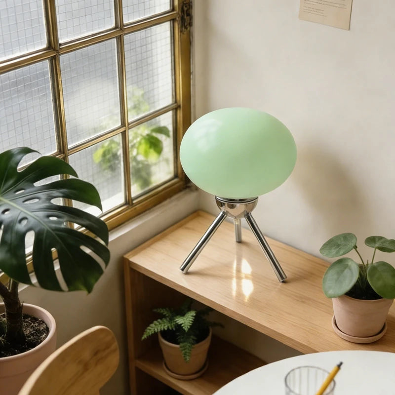 Bauhaus Mid-Century Glass Mushroom Table Lamp Nordic Ins Girls Style Retro Modern Bedroom Bedside Ambient Decor Light