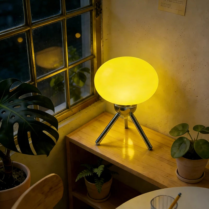 Bauhaus Mid-Century Glass Mushroom Table Lamp Nordic Ins Girls Style Retro Modern Bedroom Bedside Ambient Decor Light